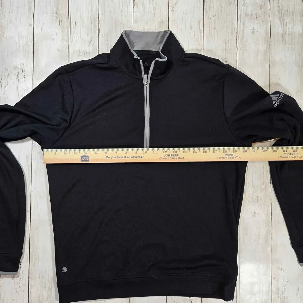 Adidas Mens Quarter Zip Pullover Size S Black Athletic Long Sleeve Sweatshirt